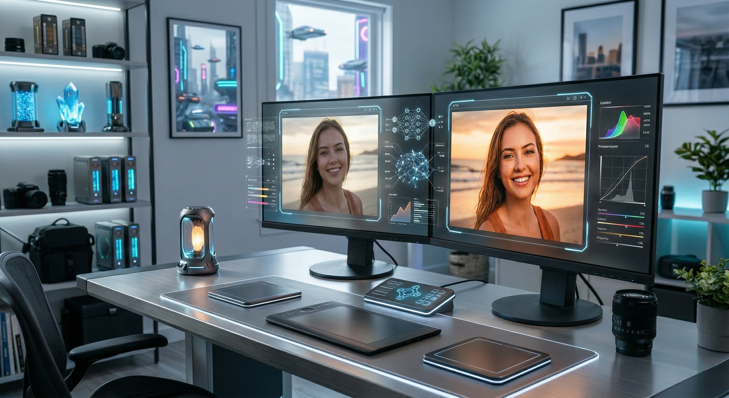 AI generated visual of a retouching desk
